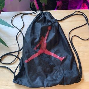 VINTAGE 90s Jordan Cinch Drawstring Bag Black Red Jumpman NikeTown NYC Archive